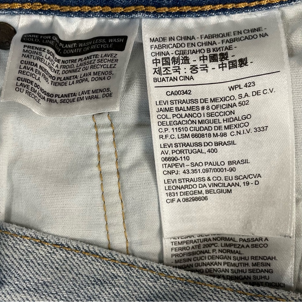 Women's LEVIS Premium Indigo Blue Distressed DENIM Faded CUT OFF Jean SHORTS 27 - Picture 5 of 7